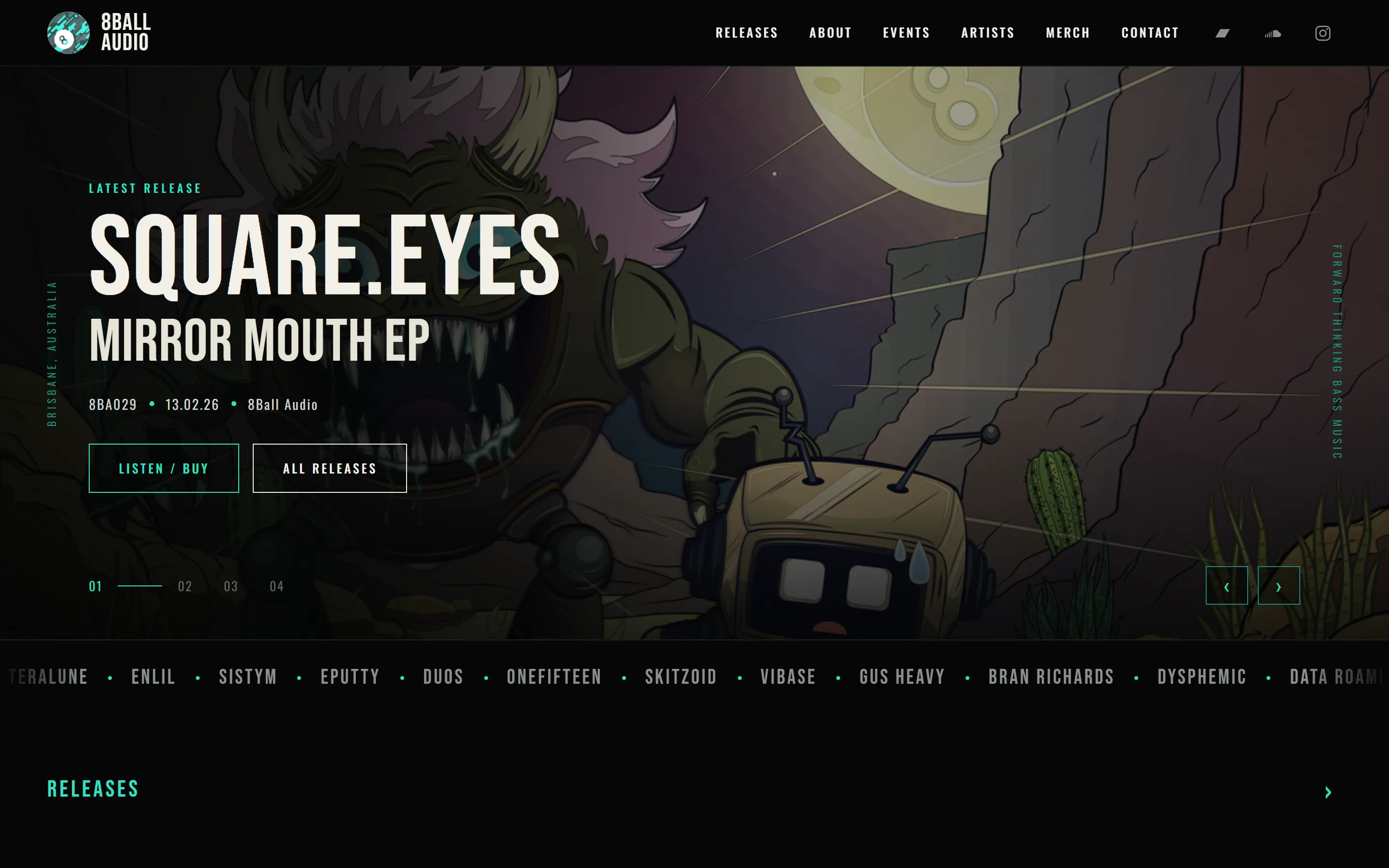 The 8Ball Audio website on a laptop