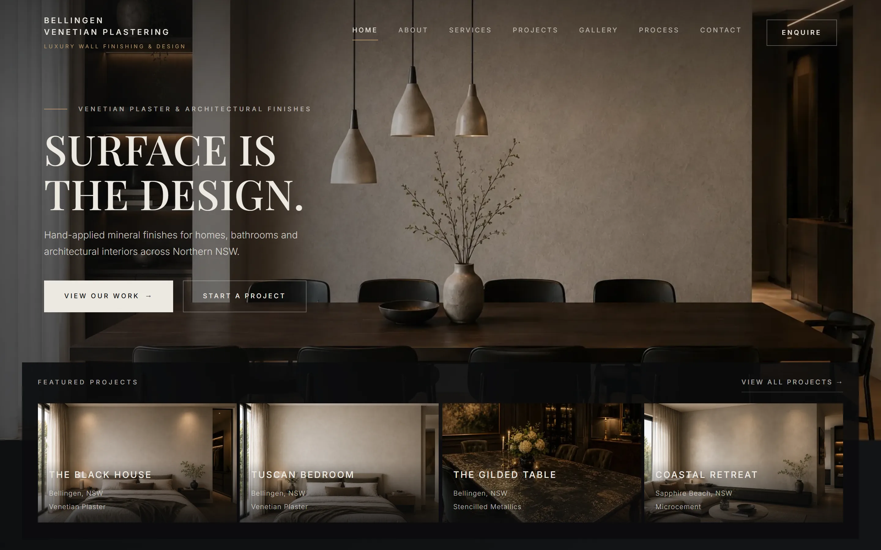 The Bellingen Venetian Plastering website on a laptop