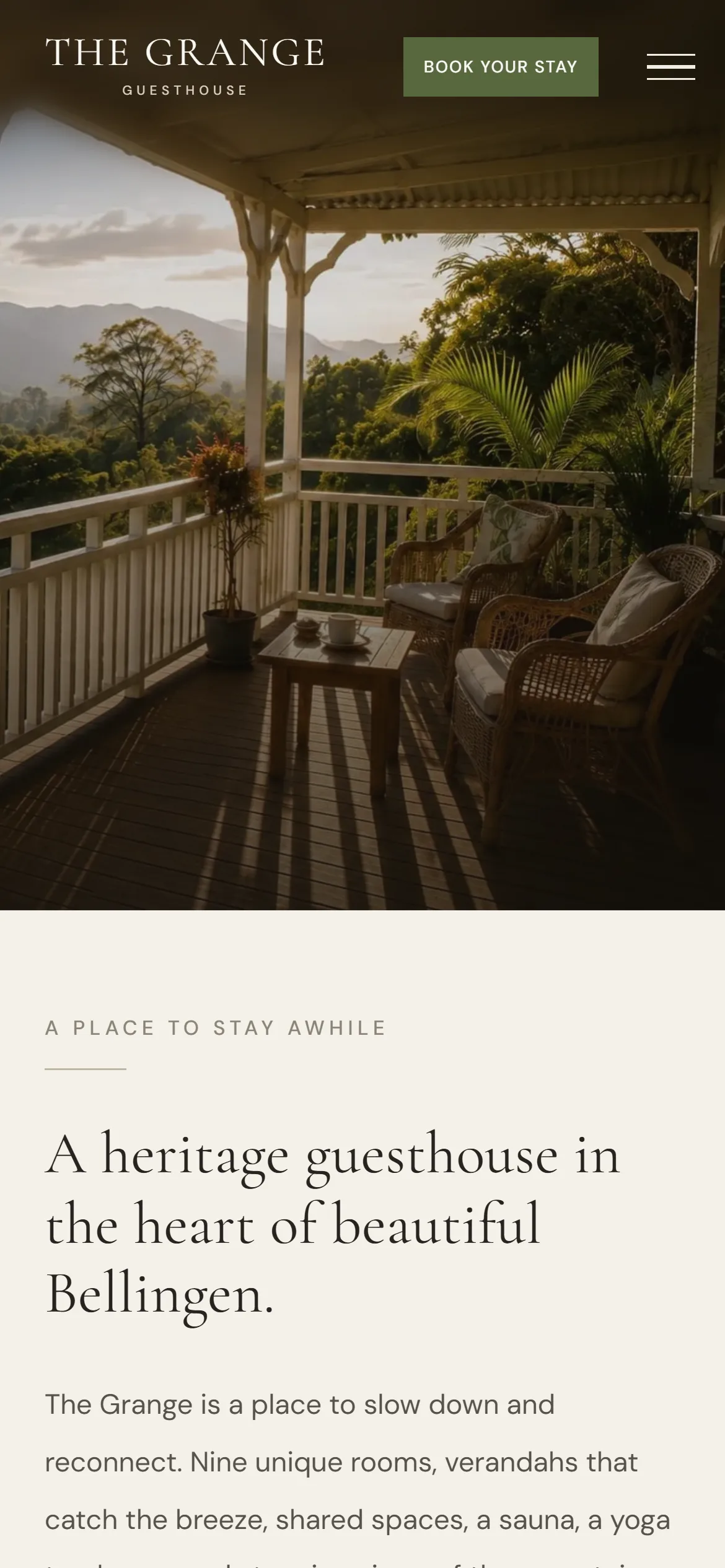 The The Grange website on a phone