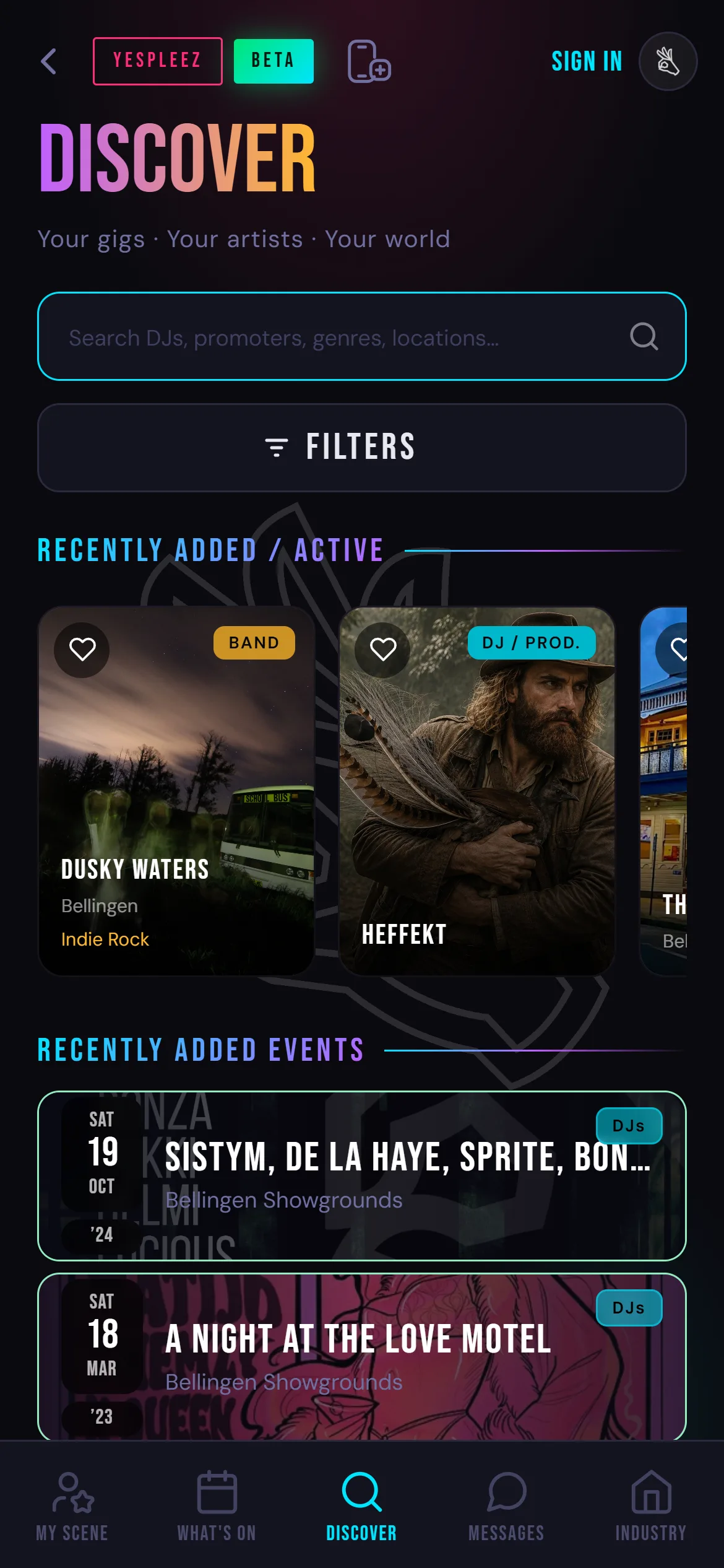 The YesPleez website on a phone